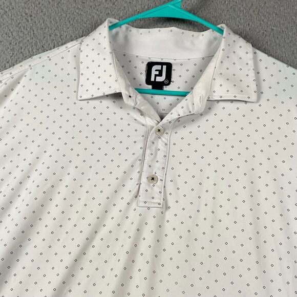 Footjoy Golf Polo Shirt Men's XL White Geometric Print Performance Causal - Picture 1 of 11